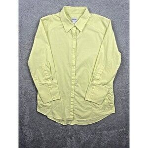 Chico's Womens Yellow Green Pockets 3/4 Sleeves Button Up Shirt Tunic Sz 3/XL
